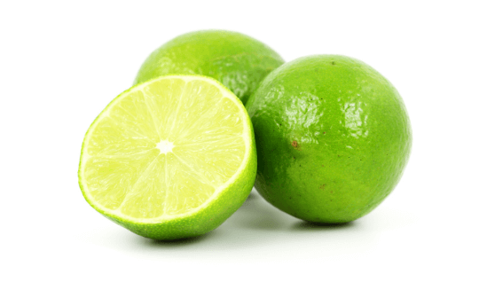 three limes with one cut in half