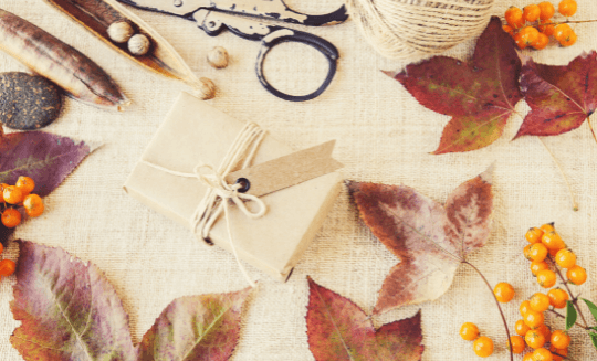 an assortment of items to make fall crafts