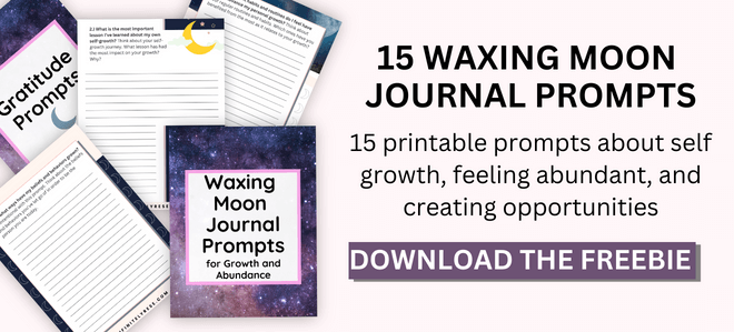 waxing moon journal prompts printable mockup