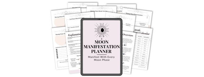 Digital product mock up for Moon Manifestation Planner