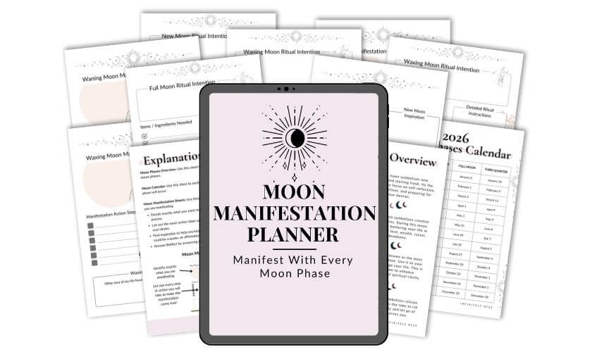 Digital product mock up for Moon Manifestation Planner